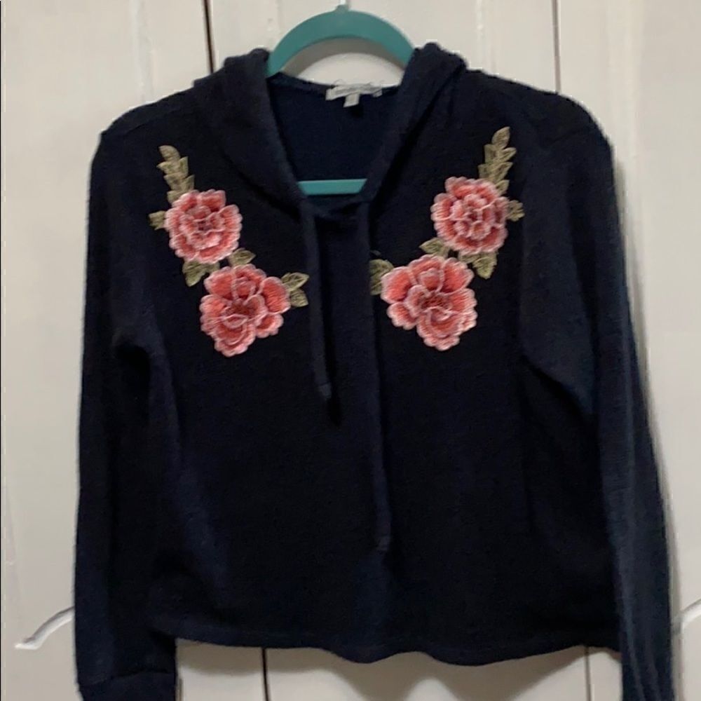 Charlotte Russe Cropped Hoodie Navy Top small